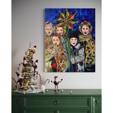 Christmas carols, original oil painting on canvas, size 75*95 cm, artist Marina Stognieva